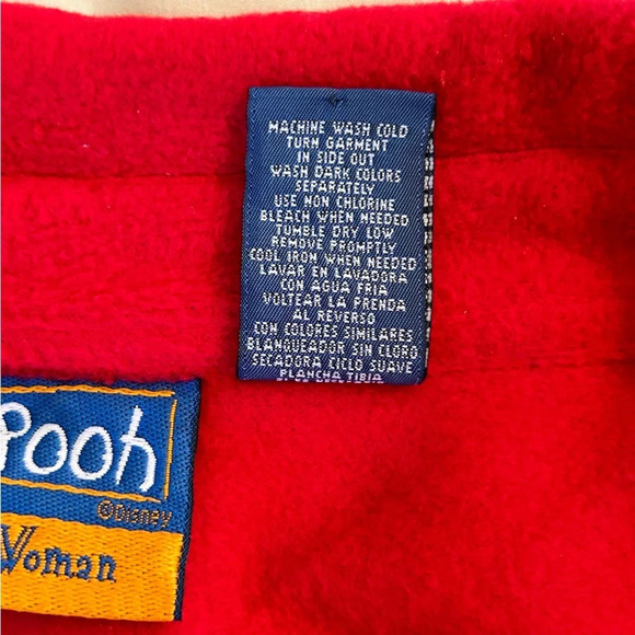 Vintage Disney Winnie the Pooh Womens 22W/24W Fleece Button Up Shirt Shacket Red - Picture 5 of 8